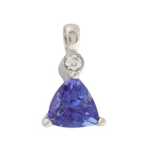 Violet Tanzanite and Diamond w/ Platinum Pendant Beautiful Color - Appraised!